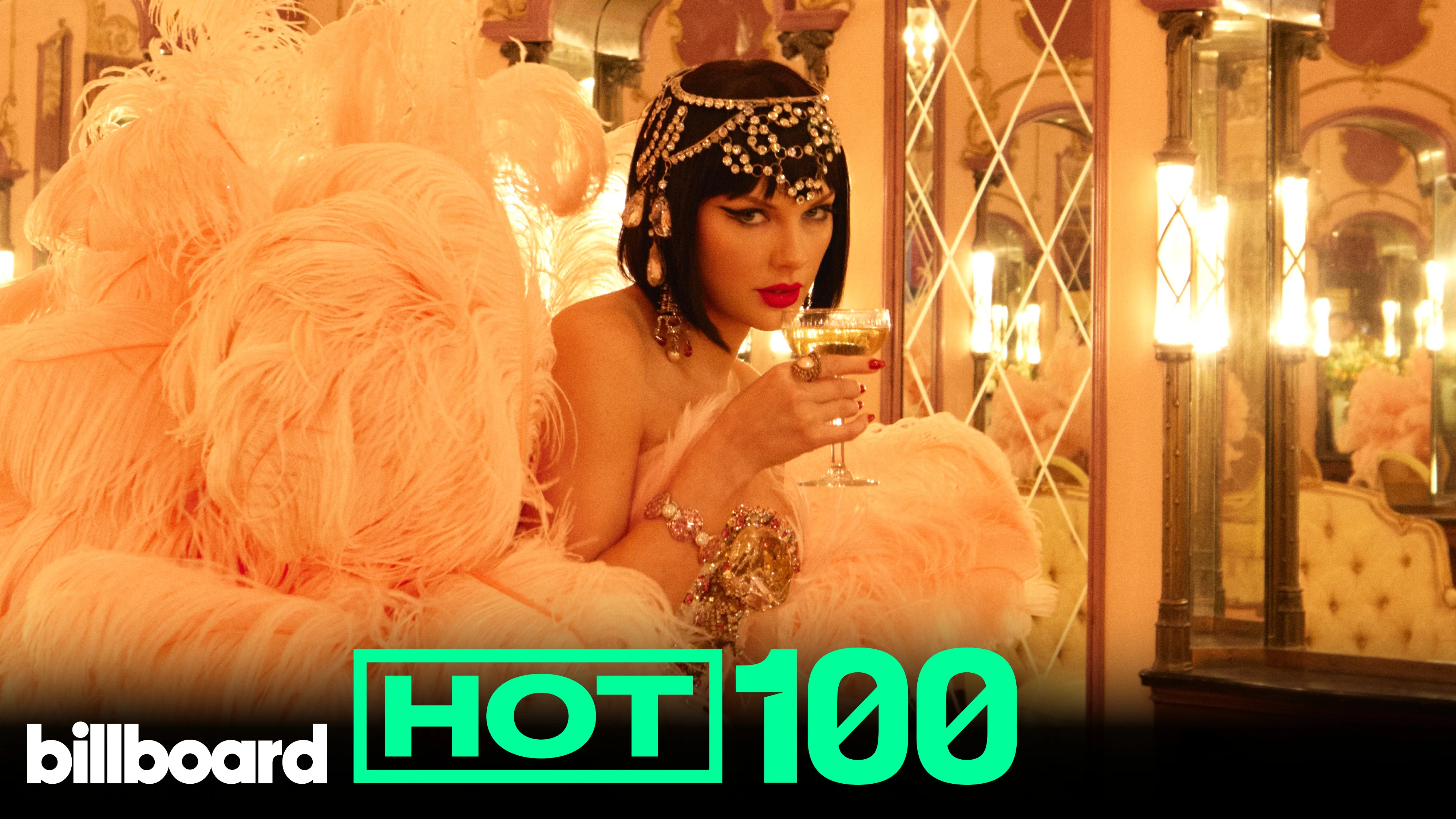 High-quality promotional image showing Billboard Hot 100 chart layout, ideal for representing Taylor Swift's chart dominance.