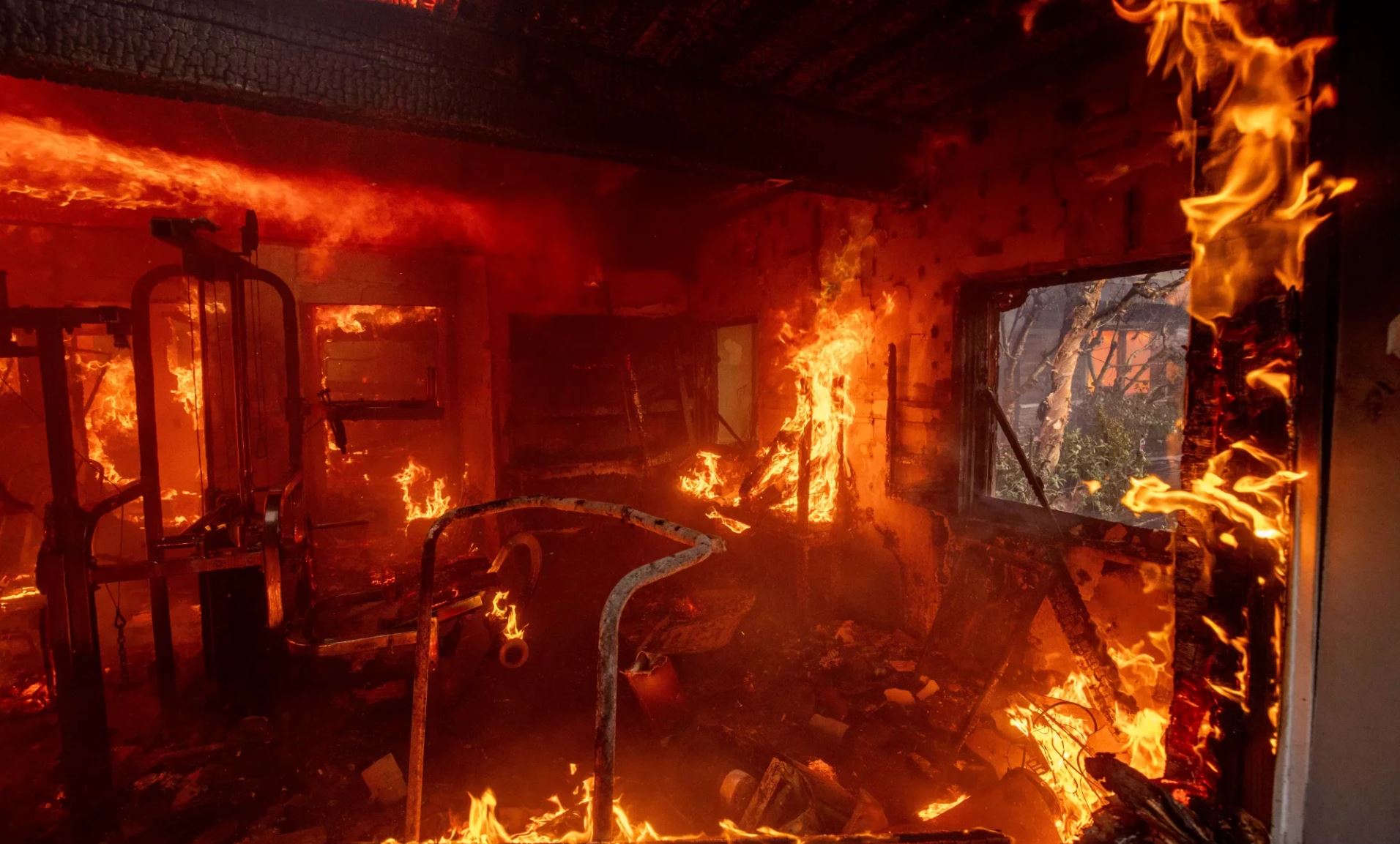 Inside of a house buring down