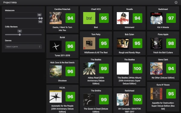Screenshot of the home page