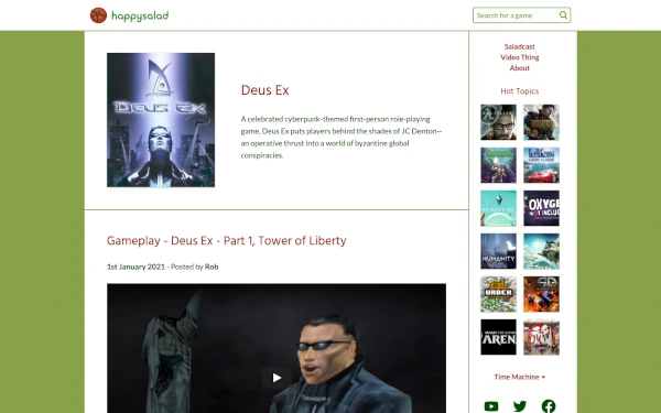 Screenshot of a game page