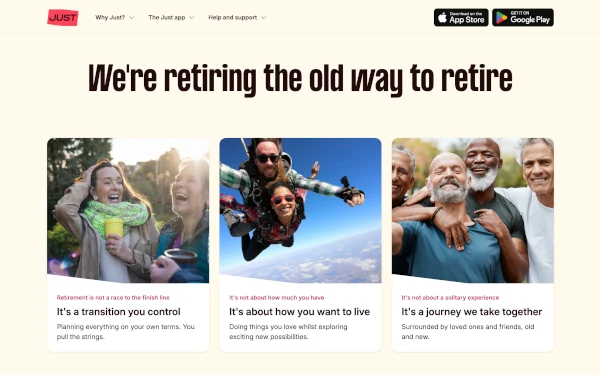 Screenshot of Just home page
