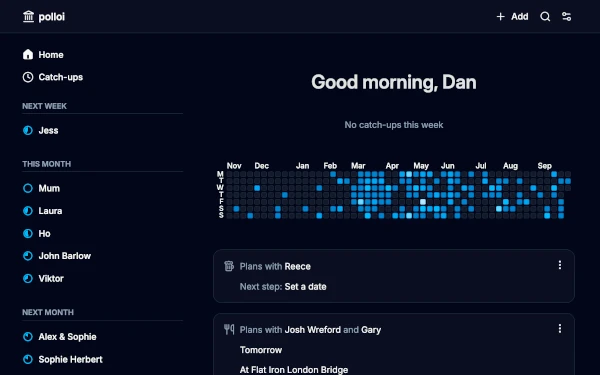 Screenshot of the home page
