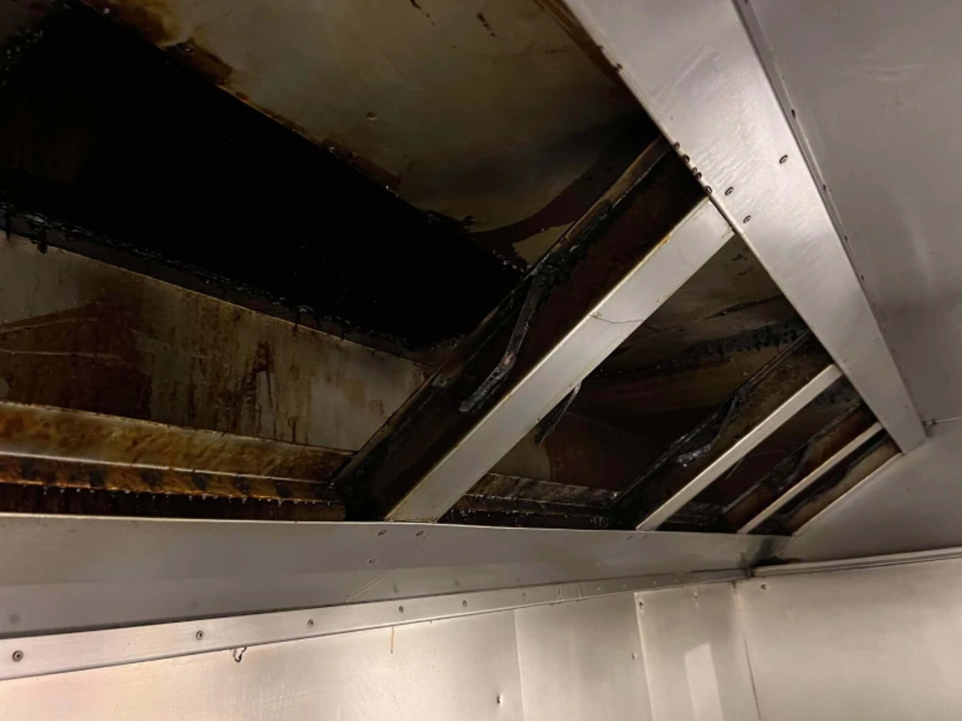 Dirty hood before cleaning TR19 — Duct Cleaning Tip Top Ltd