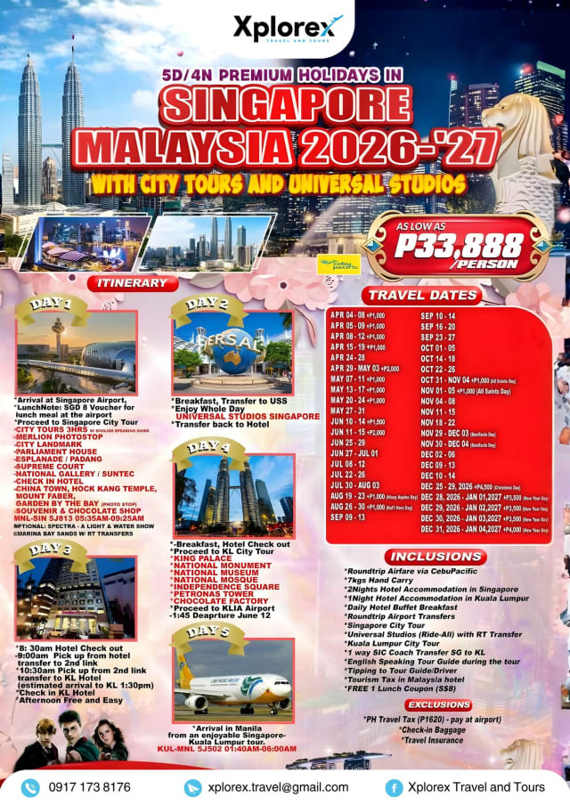 Singapore - Malaysia — Your SG-KL adventure starts at ₱33,888. 🇸🇬🇲🇾 promotional poster