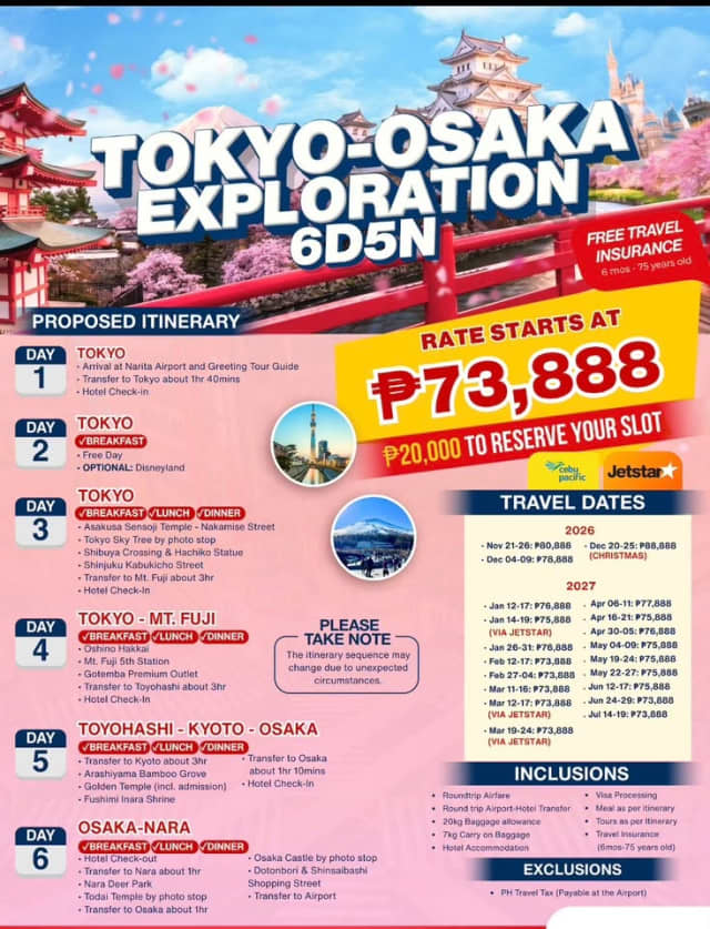 Tokyo-Osaka Exploration — 6D5N promotional poster