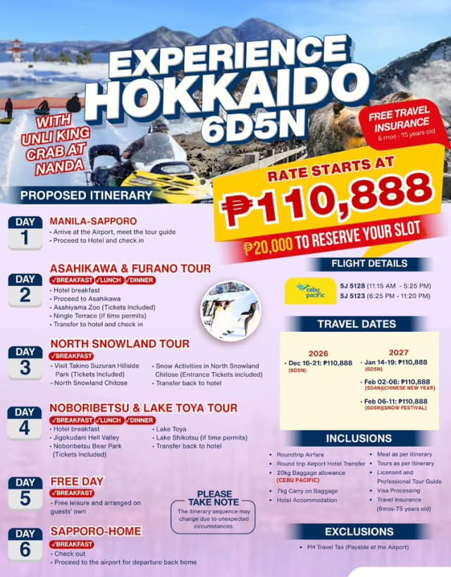 Experience Hokkaido — 6D5N promotional poster