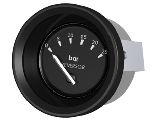 INDICADOR ÓLEO REVERSOR PRETO-TUR 52mm 25Bar (12-188 OHMS) P/SENSOR VDO