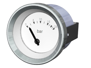 INDICADOR ÓLEO REVERSOR BRANCO-TUR 52mm 25Bar (12-188 OHMS) P/SENSOR VDO