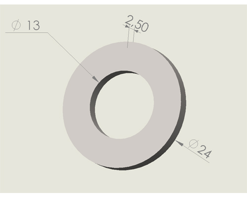 Dimensões de ARRUELA INOX LISA M12 (13x24-2,5)mm
