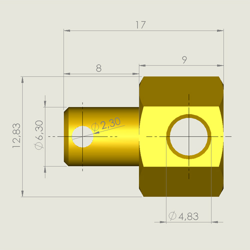 Dimensões de PONTEIRA CABO COMANDO MOTOR E RABETA