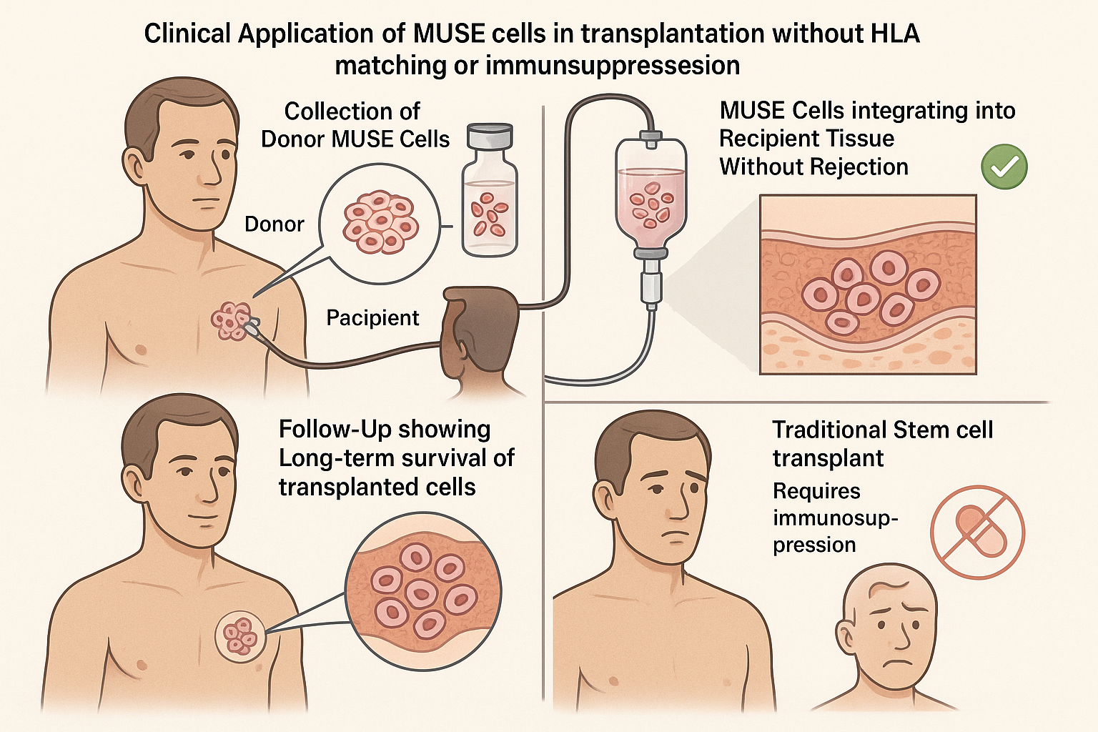 Comparison of HLA-G expression in MUSE cells versus MSCs, showing higher expression in MUSE cells