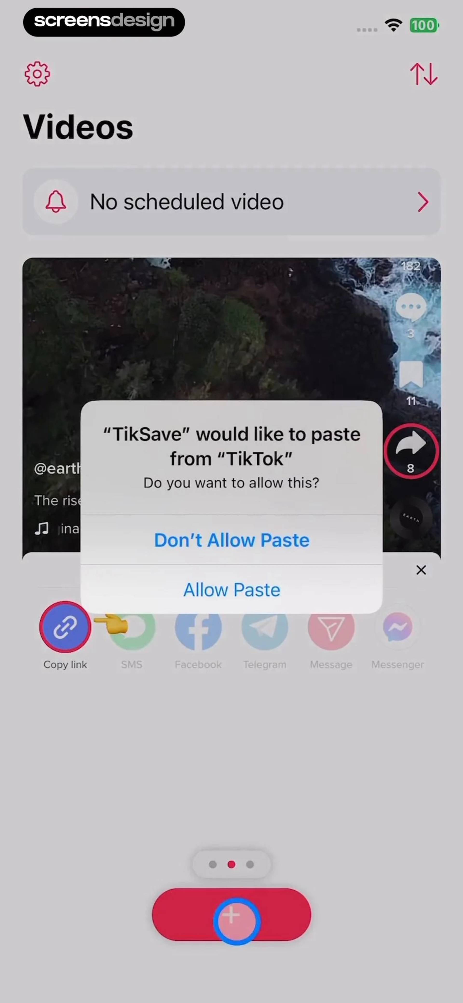 TikTok save screen with ReelRecall import flow on a laptop