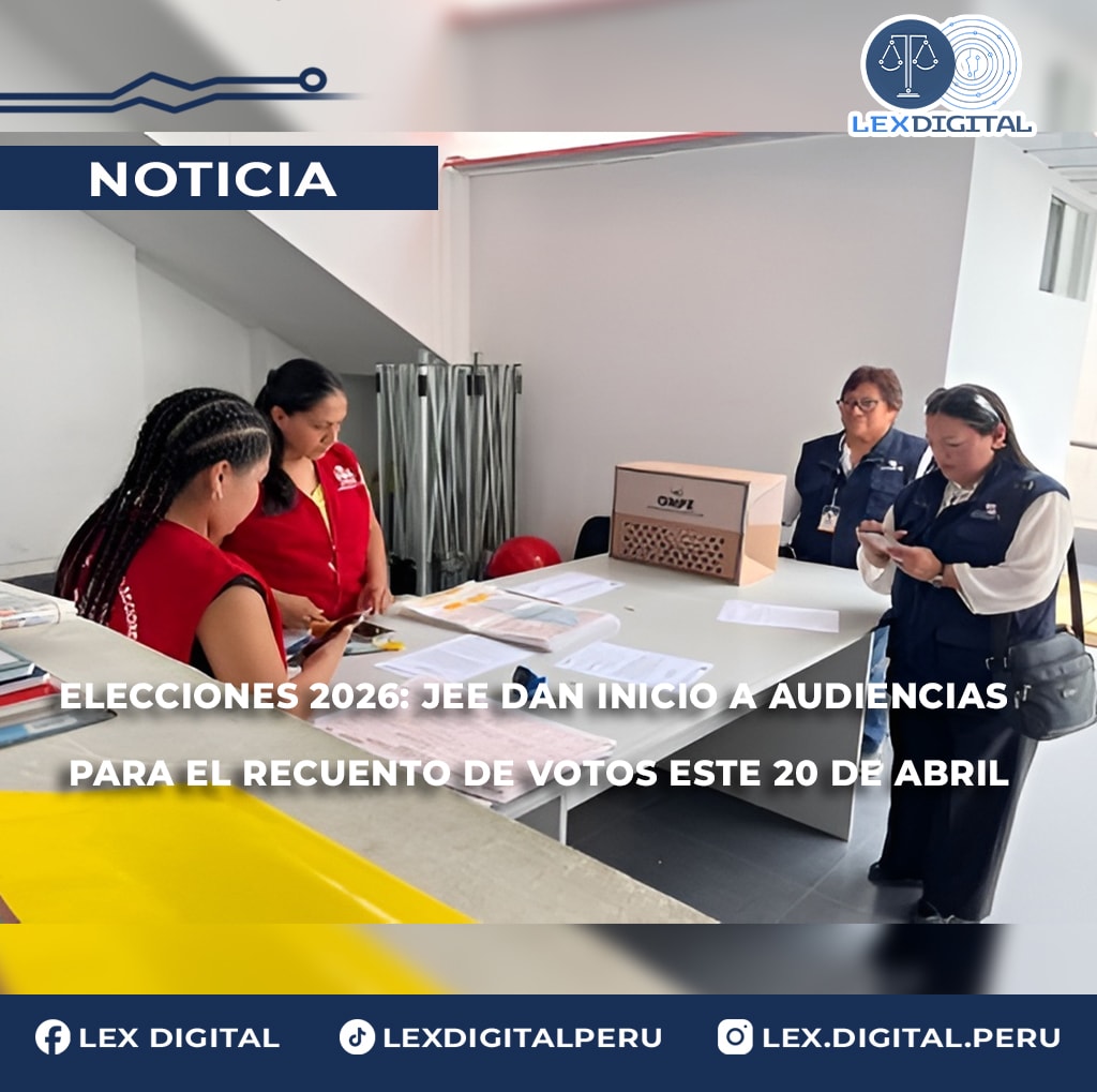 Elecciones 2026: JEE dan inicio a audiencias para el recuento de votos este 20 de abril