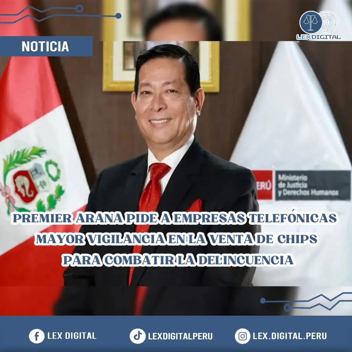 Premier Arana exige a operadoras reforzar control en venta de chips para frenar delitos vinculados al crimen organizado