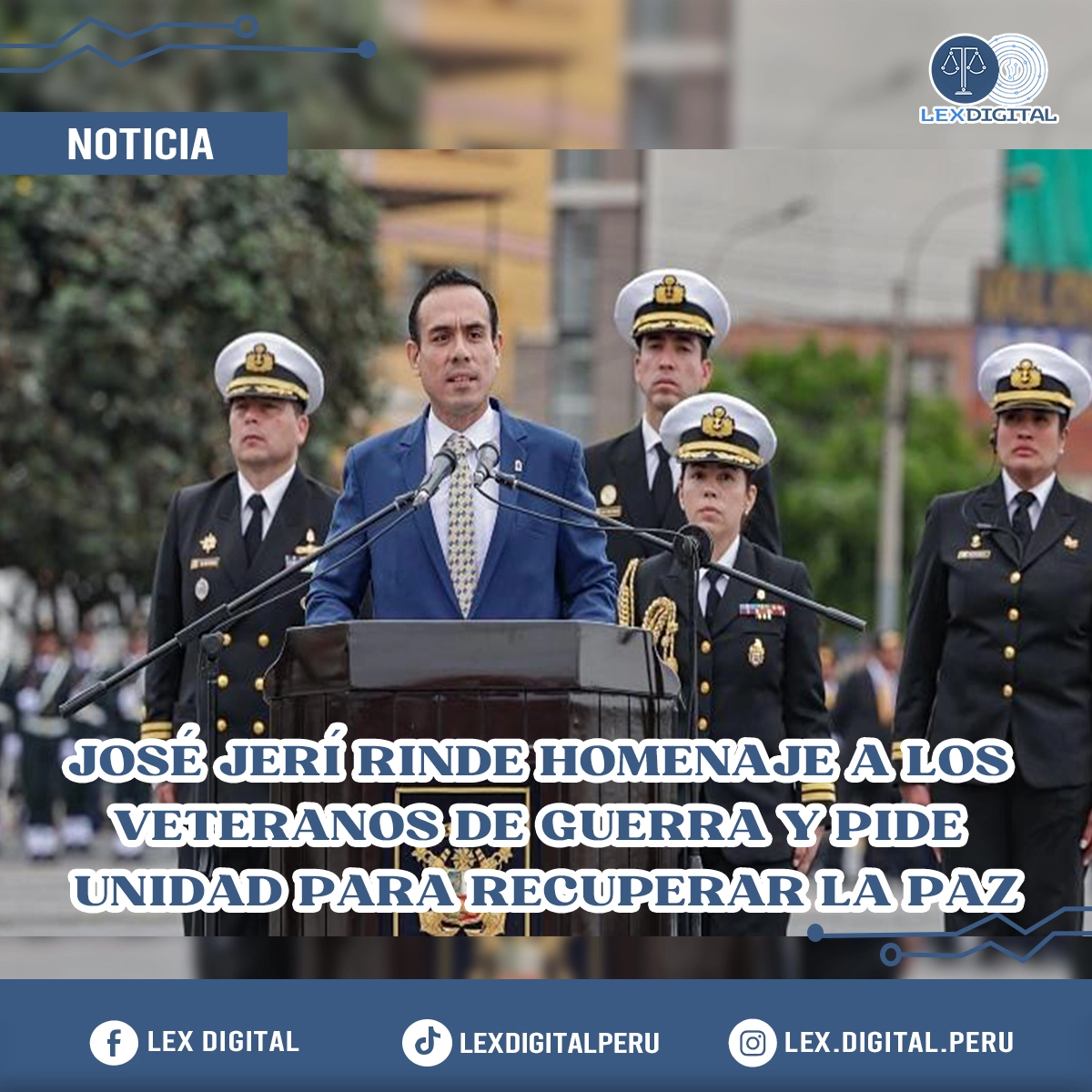 José Jerí rinde homenaje a los veteranos de guerra y llama a la unidad para recuperar la paz nacional