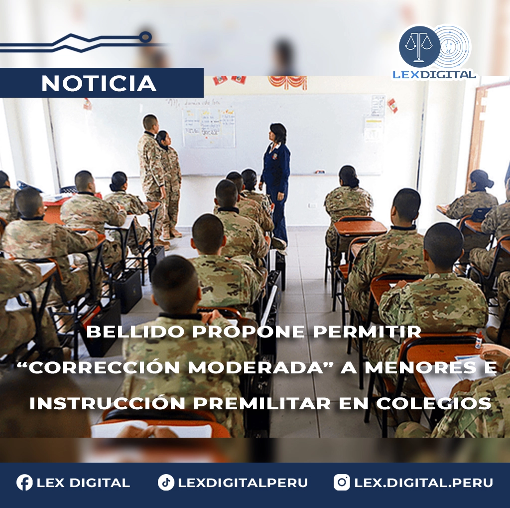 Congresista Bellido Propone Permitir a Padres «Corregir con Moderación» a Menores e Implementar Instrucción Premilitar en Colegios