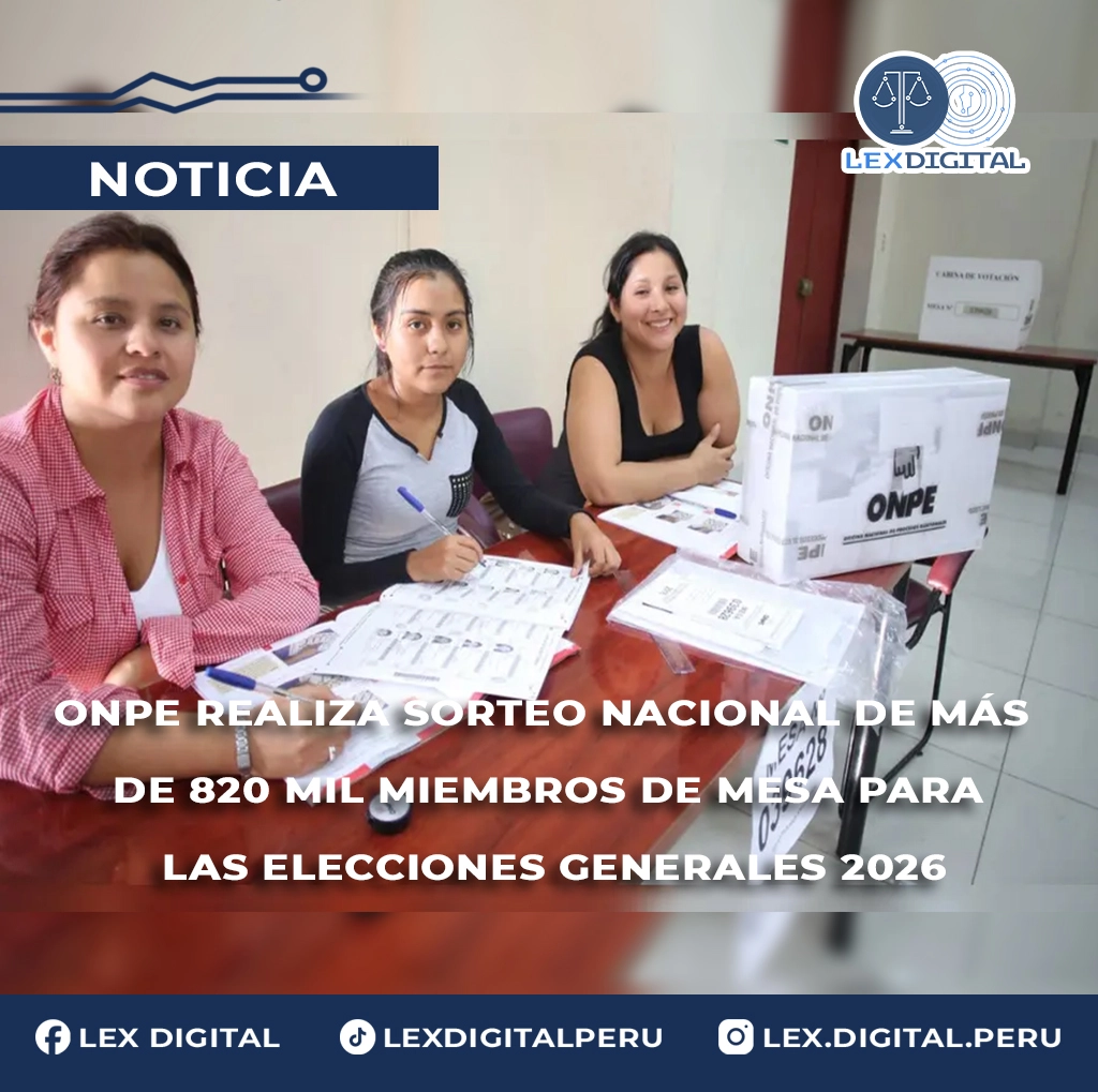 ONPE realiza sorteo nacional de más de 820 mil miembros de mesa para las elecciones generales 2026