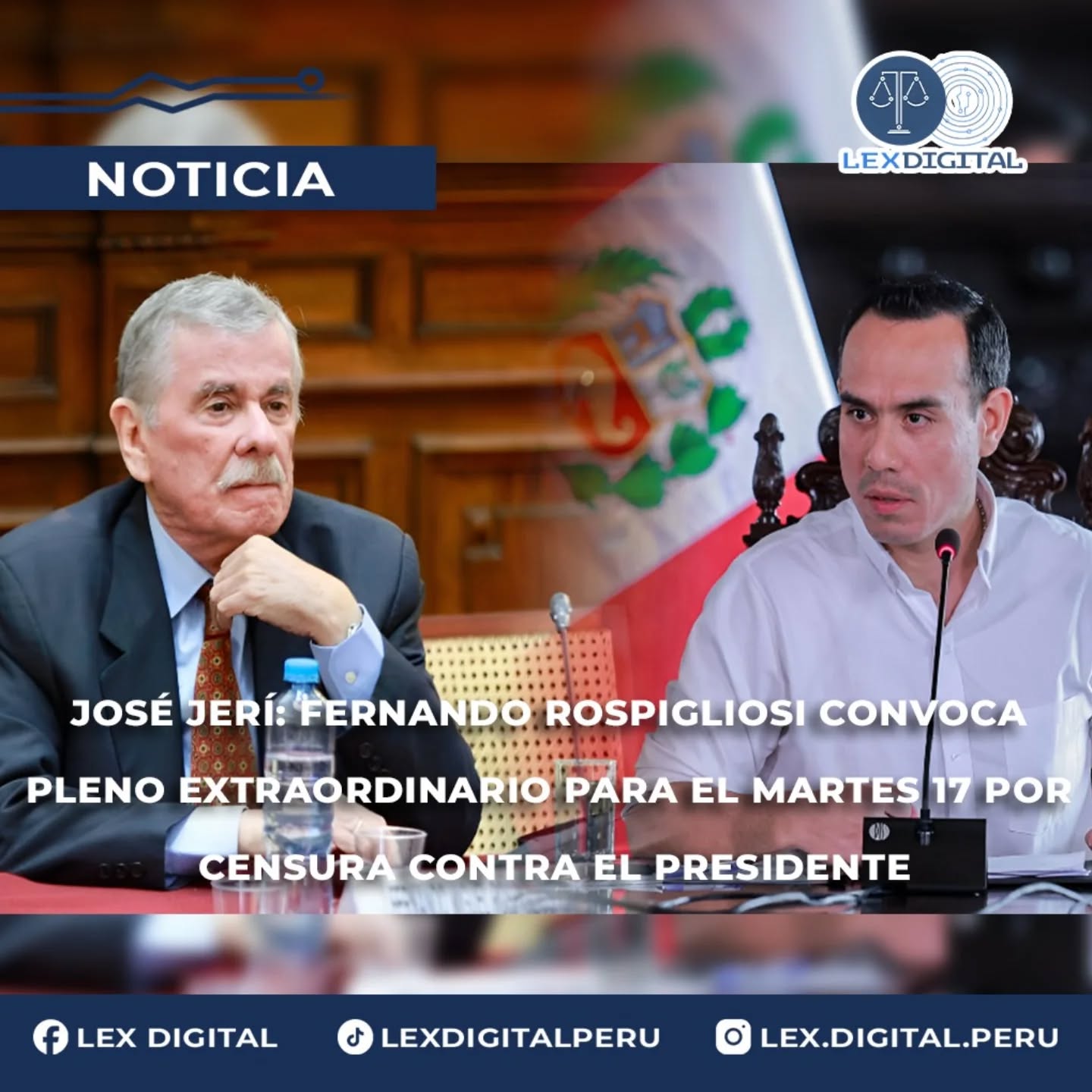 José Jerí: Fernando Rospigliosi convoca pleno extraordinario para el martes 17 por censura contra el presidente