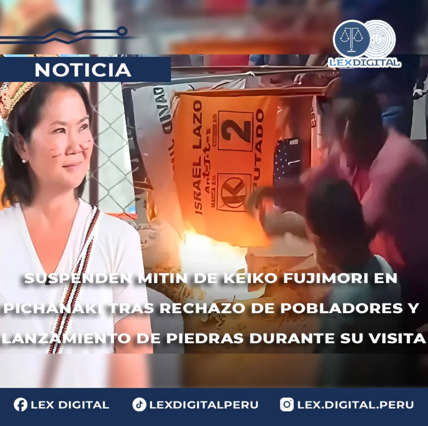 Suspenden mitin de Keiko Fujimori en Pichanaki tras rechazo de pobladores y lanzamiento de piedras durante su visita
