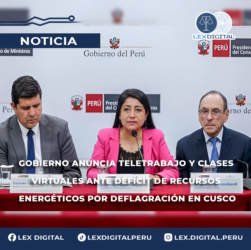 Gobierno anuncia teletrabajo y clases virtuales ante déficit de recursos energéticos por deflagración en Cusco
