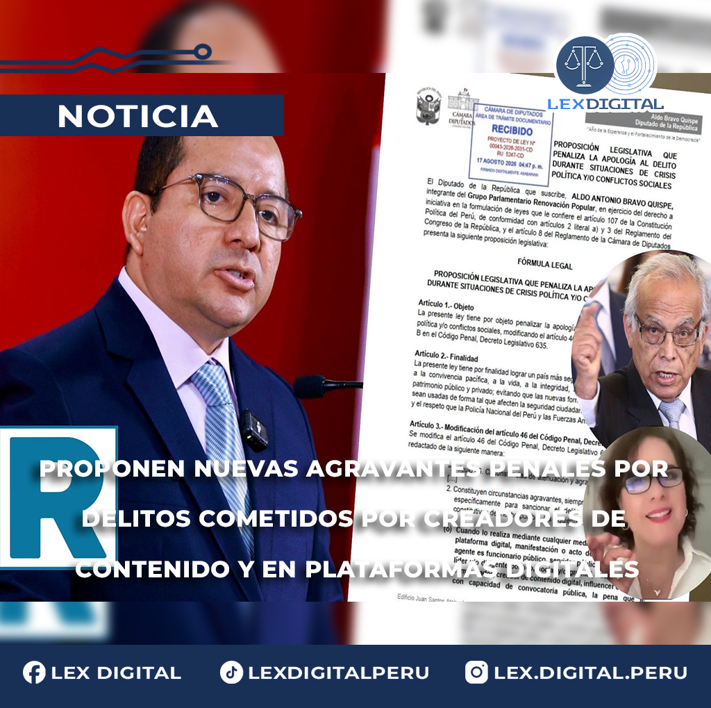 Proponen nuevas agravantes penales por delitos cometidos por creadores de contenido y en plataformas digitales