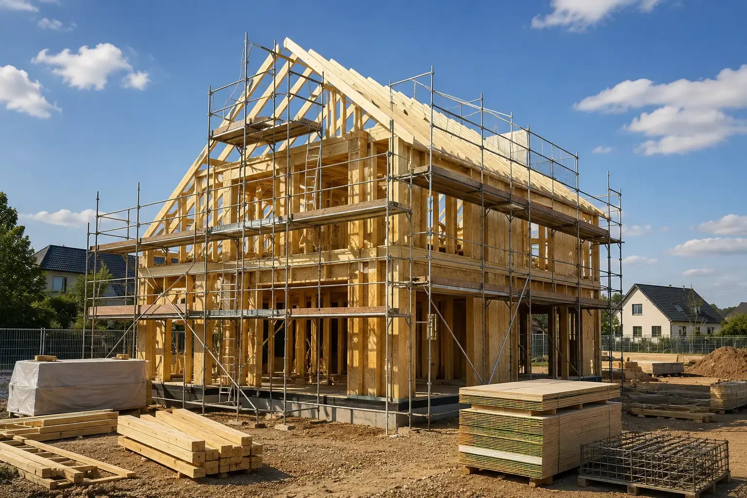 Neubau-Baustelle – finanziert mit Blitz Leihen