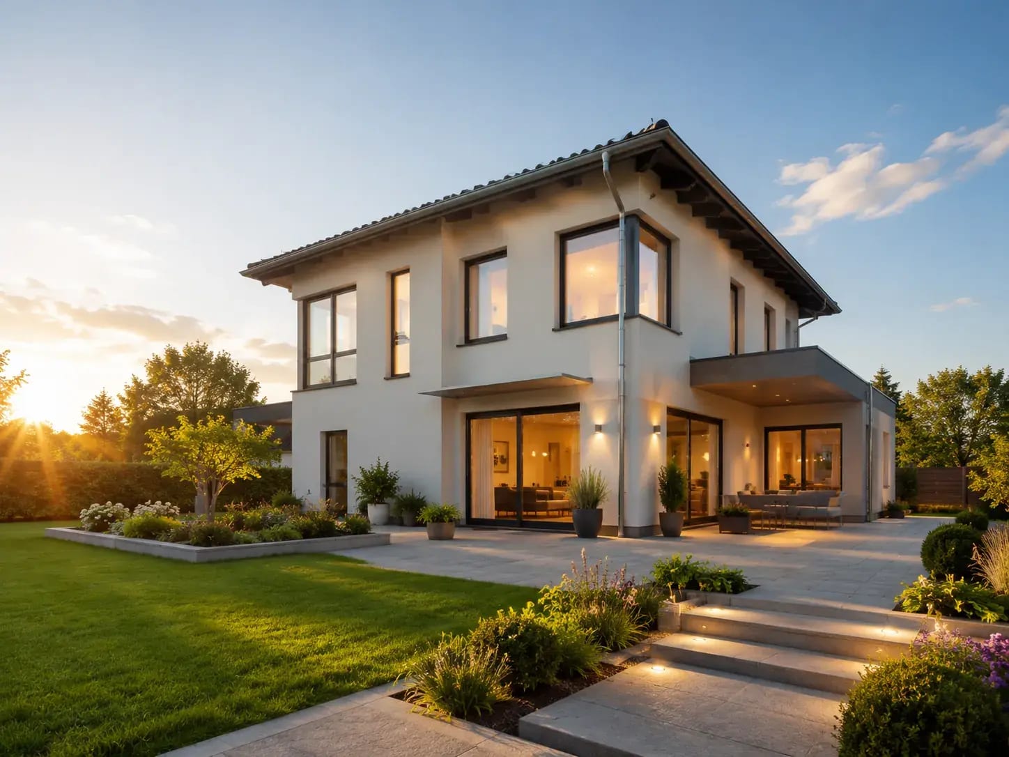 Immobilienfinanzierung – modernes Haus mit Garten