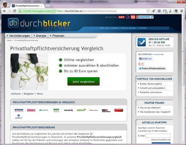 Privathaftpflichtversicherung auf durchblicker.at