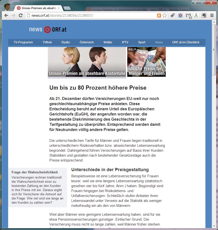 ORF.at - Unisex Richtlinie