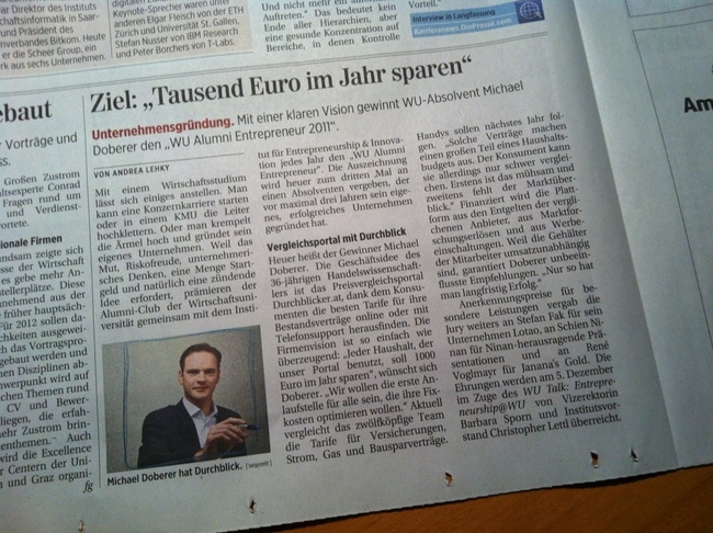 WU-Alumni Entrepreneur Interview für DiePresse Michael Doberer gibt ein WU-Alumni Entrepreneur Interview für DiePresse