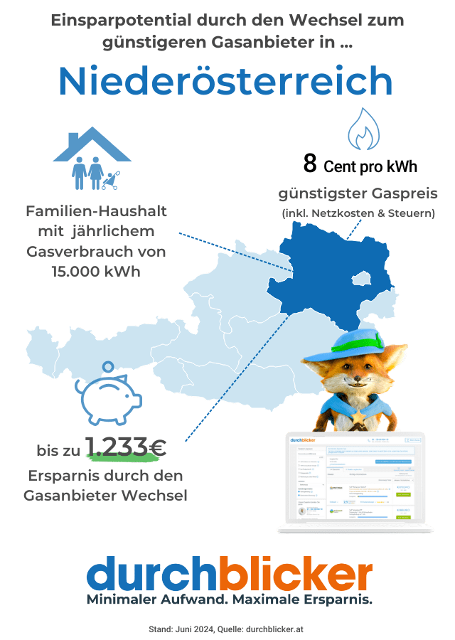 Gaspreis Niederösterreich 2024