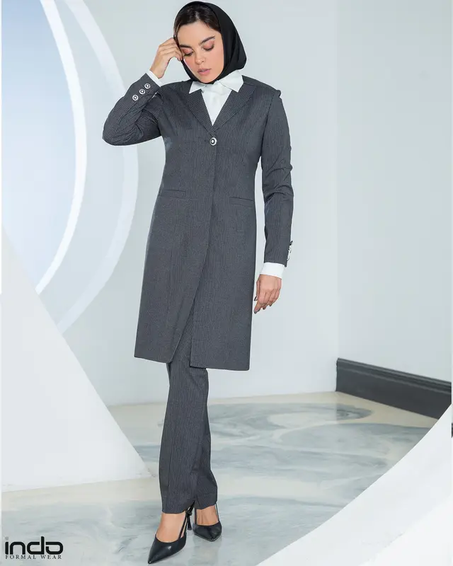 خرید مانتو اداری هاترا | پارچه گوزل دیپلمات، قد ۹۷ سانت