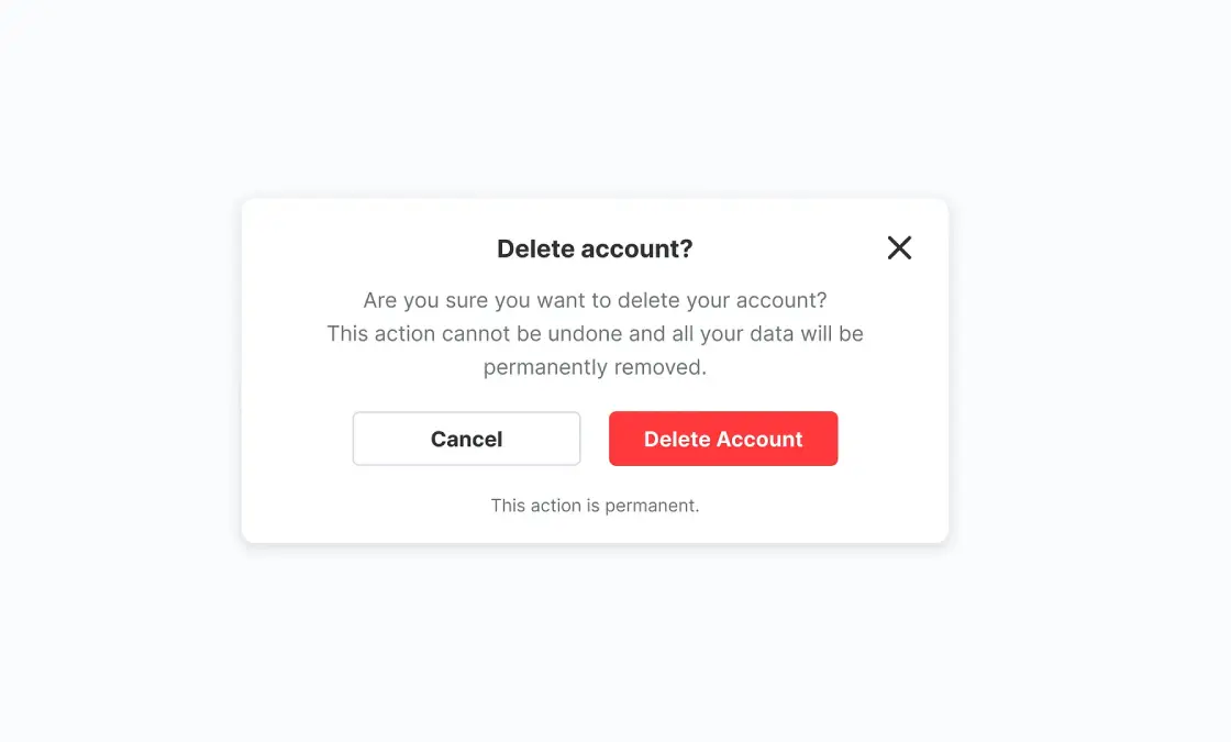 Delete account
