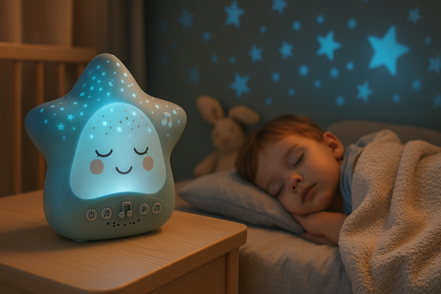 Enfant dormant avec une veilleuse