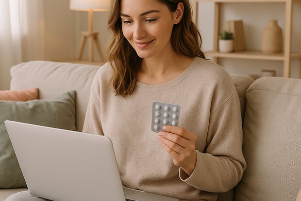 a woman ordering medication online