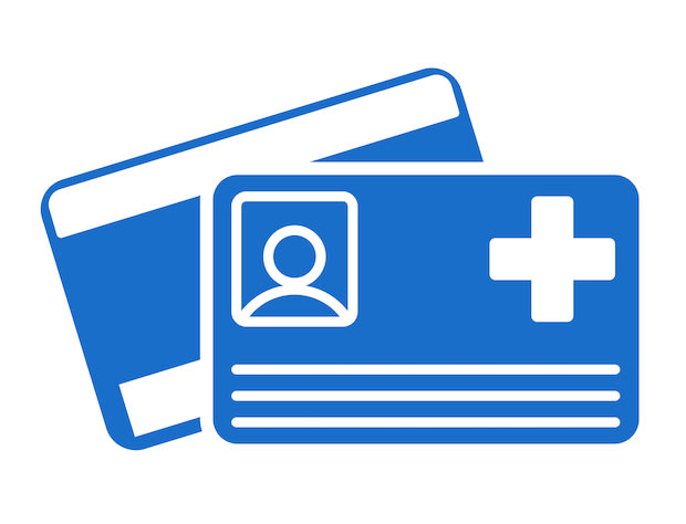 A graphic of a blue patient medical assistance card.