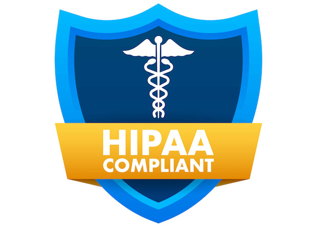 A graphic shield representing HIPPA compliance in telemedicine 