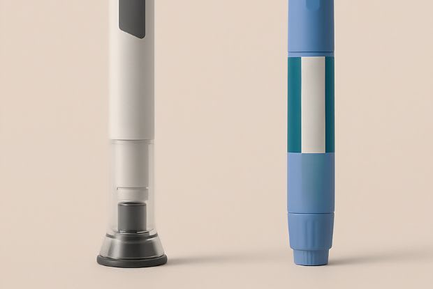 Tirzepatide and semaglutide injectables placed next to each other