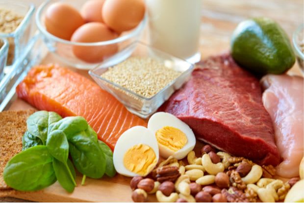 protein foods on a table