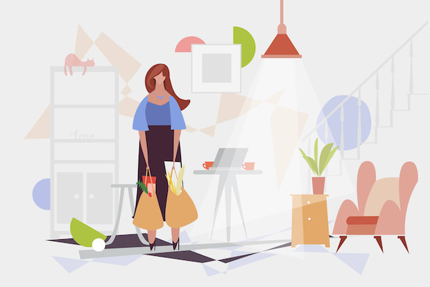 a person holding grocery bags