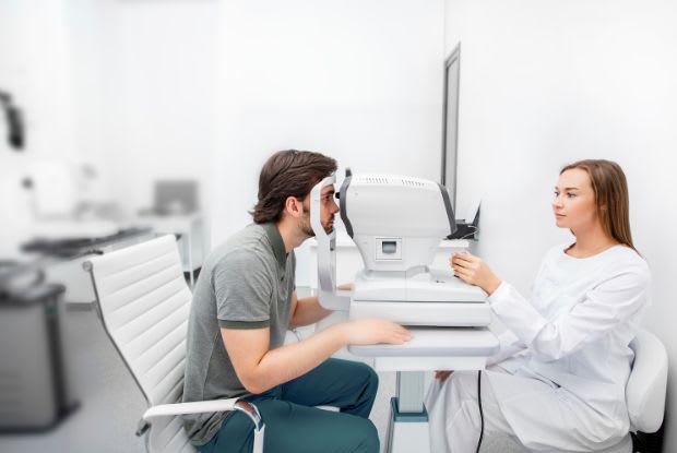 a man getting an eye exam