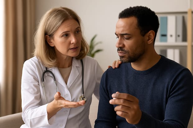 a doctor explaining how to stop taking escitalopram safely