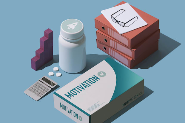 illustration of medication on a blue background