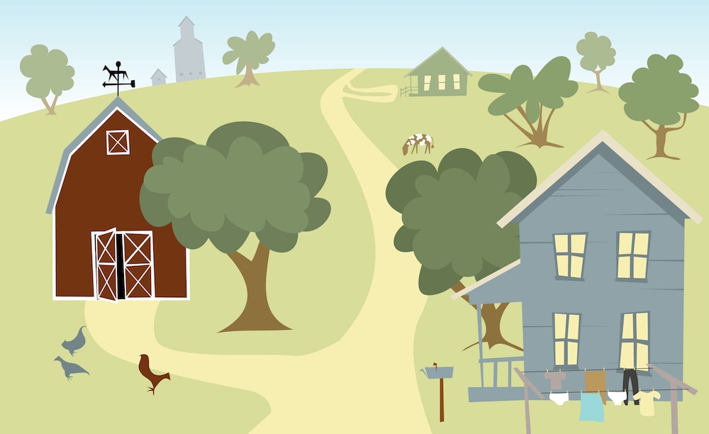 A graphic of a rural community that significantly benefits from semaglutide prescriptions online