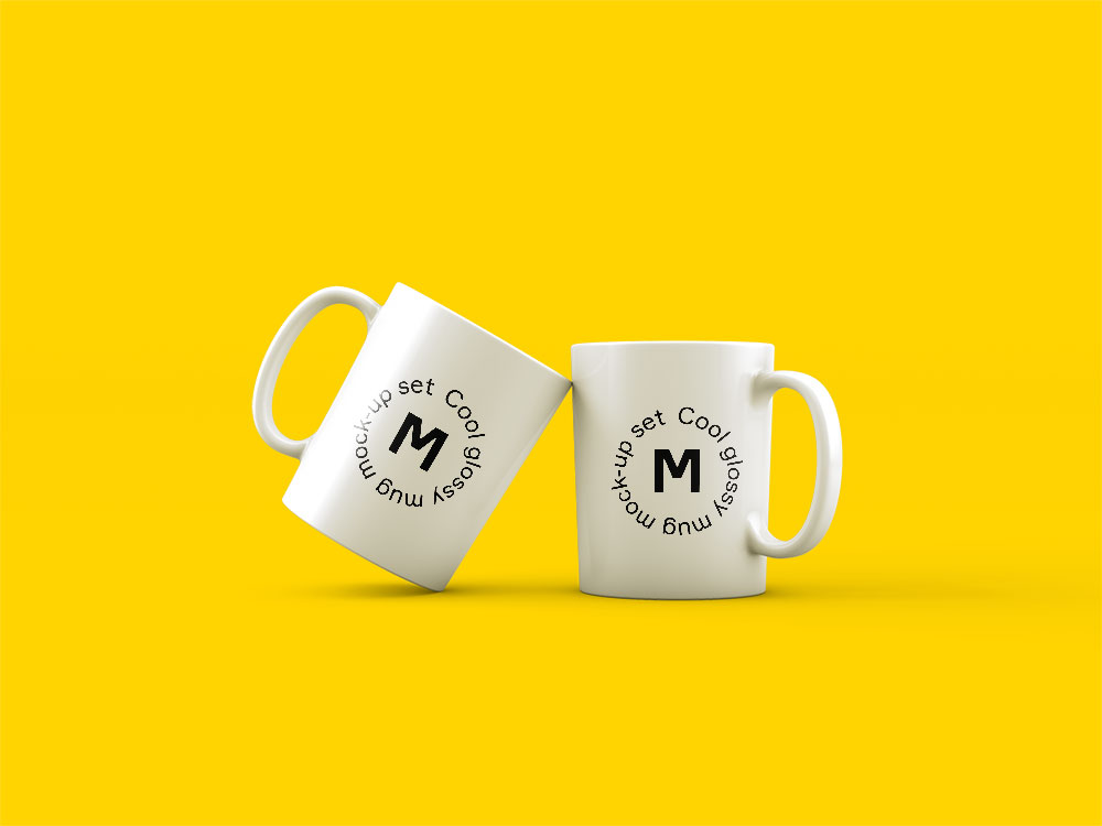 Download Yellow Background Two Mugs Free Psd Mockup Free Psd Mockups PSD Mockup Templates