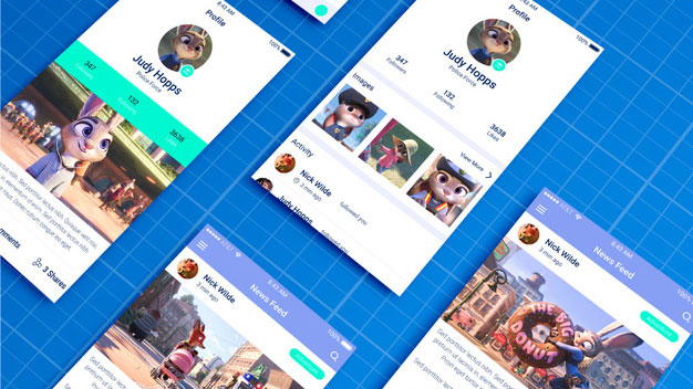 Mobile App Mockup on Blueprint