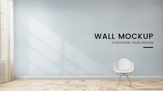 Chair Blue Room Wall Mockup