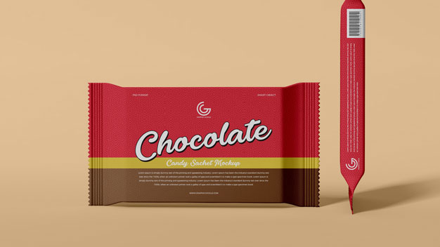 Free Chocolate Candy Sachet Mockup
