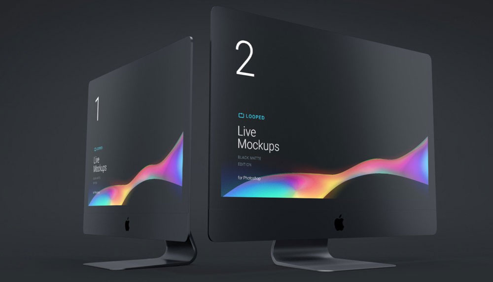 8 Black Matte Apple Devices Mockups in Multiple Views