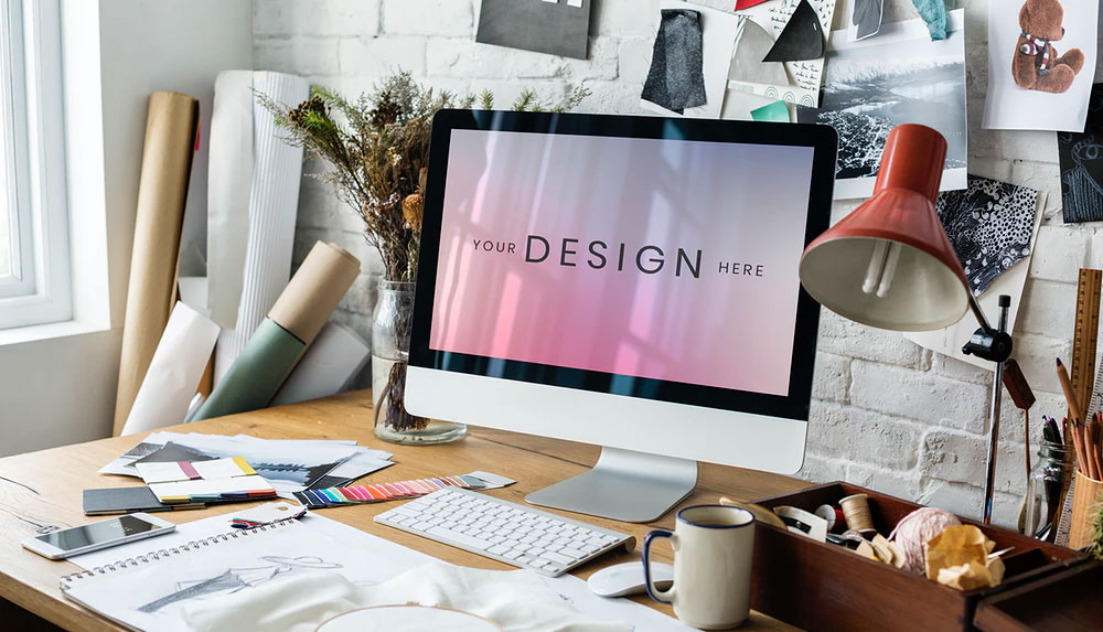 Fashion design on a computer screen mockup